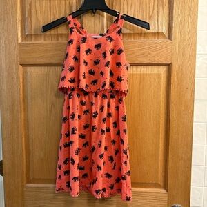 Xhilaration Girl's Coral Elephant Print Sleeveless Tank Dress Size L (10-12)